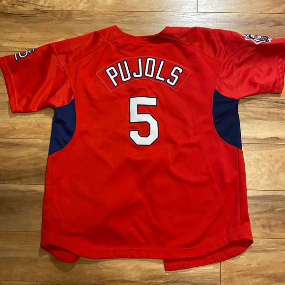 Authentic Boys Red St. Louis Cardinals Pujols Button-Up Jersey - Picture 4 of 6